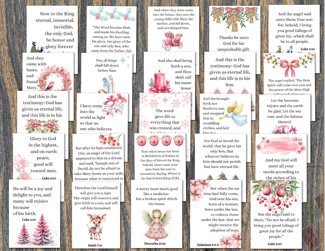 Printable Scripture Cards 25 Christmas Bible Verse Cards - Etsy