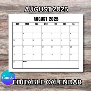 Bearbeitbarer August 2025 Kalendervorlage: Lehrerplaner (Digitaler Download)
