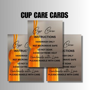 Cup Care Instructions Cards: Printable Washing Guide (Digital Download)