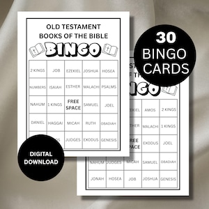 Bingo de los Libros de la Biblia – Antiguo Testamento / Juego imprimible en PDF / Actividad divertida y religiosa para niños, escuela dominical, estudio bíblico