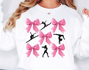 Gymnastics Christmas PNG: Pink Bows, Coquette Design (Digital Download)