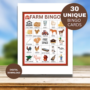 Printable Farm Animals Bingo Game: Kids Birthday Party (PDF Download)