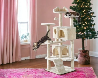 54" Premium High Quality Cat Tree Tower, Cat Tree Condo For Large Cats, Cat Tower With Scratching Board, cat shelves, cat bed, cat scratcher