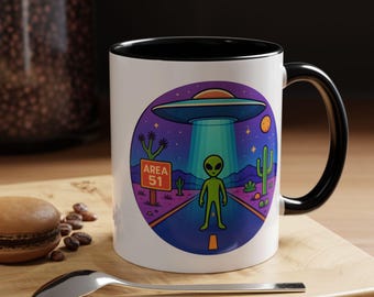 Area 51 UFO Desert Night Mug for Alien Believers and Cosmic Mystery Fans