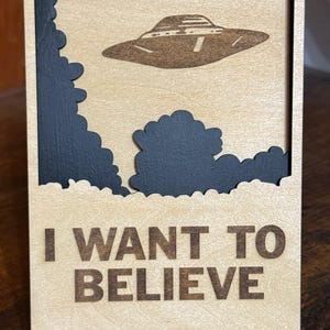 X-Files Laser Cut Frame | Digital Download SVG + Lightburn Files | Sci-Fi Wall Art