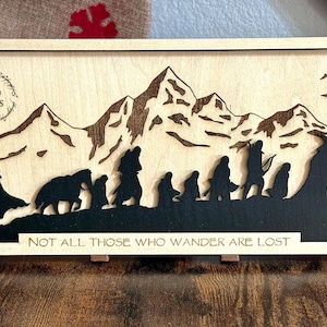 LOTR Mittelerde Gefährten des Rings gerahmte Silhouette und Schattenbox V1