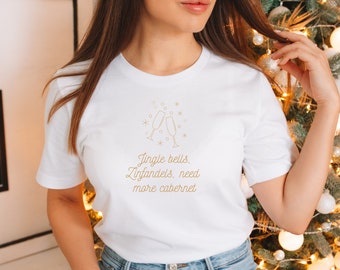 Funny Christmas Wine T-Shirt | Jingle Bells, More Cabernet