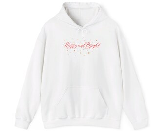 Merry and Bright Christmas Hoodie, Holiday Spirit Sweatshirt