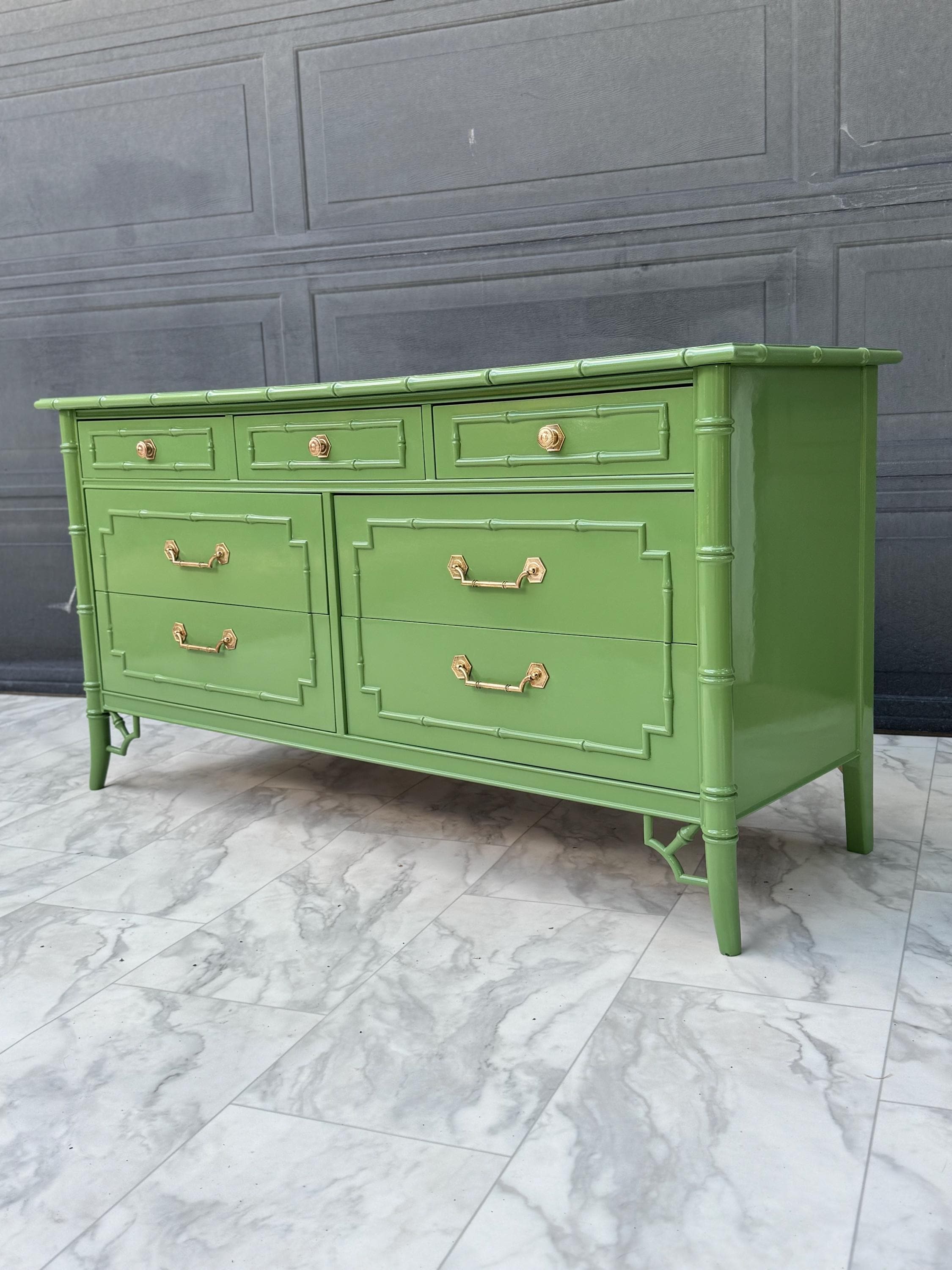 Green Faux Bamboo Dresser - Etsy Green Faux Bamboo Dresser - Etsy