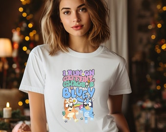 I Run on Caffeine, Chaos, and Bluey Adult Shirt | Bluey Dog Shirt | Puppy Top | Bluey and Bingo Cute Tee