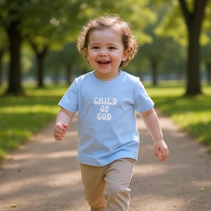 T-shirt bébé enfant de Dieu - 100 % coton, cadeau parfait pour un premier anniversaire, inspiré de versets bibliques