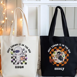 Werfen Sie es einfach in die Tasche Benutzerdefinierte Süßes oder Saures Halloween-Einkaufstasche, Geist-Leinwand-Einkaufstasche, Fliegen Hexe-Einkaufstasche, Halloween-Süßigkeits-Tasche