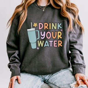 Trink dein Wasser Sweatshirt, Obsessive Cup Shirt, trendiges Damen Shirt, Durst Quencher Cup, Shirt, Stanley Cup Shirt, süßes Frauen Shirt