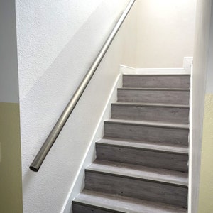 ELSA Anodized Aluminum Staircase Handrail - Inox Color- Stainless Steel Look