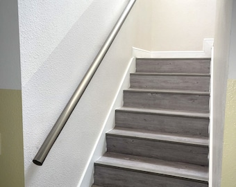 ELSA Anodized Aluminum Staircase Handrail - Inox Color- Stainless Steel Look