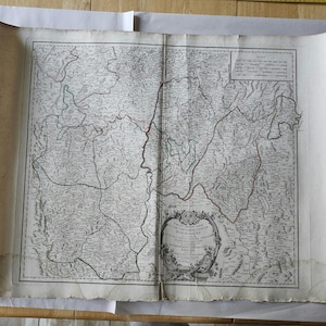 Carte française ancienne de 1752 - Gouvernement du Lyonois et de la Bourgogne par Robert de Vaugondy - Grande gravure coloriée à la main