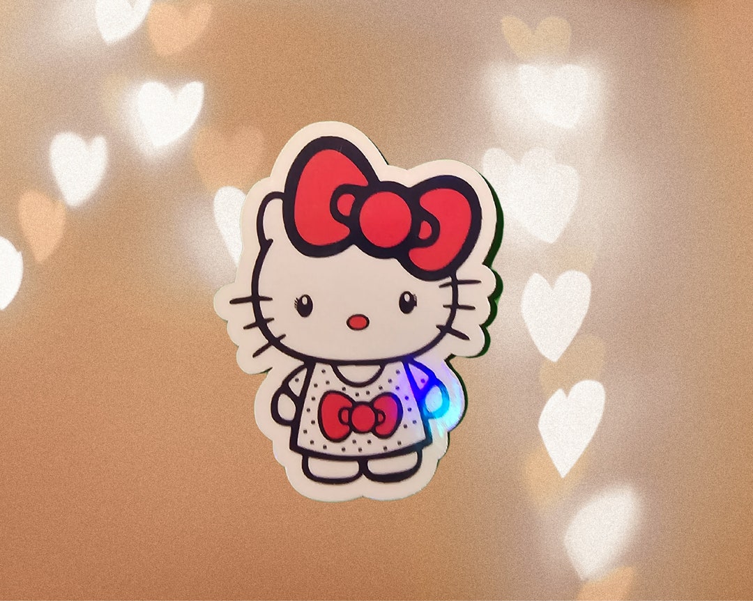 Hello Kitty Sticker Holographic Stickerscat Sticker Kawaii Vinyl