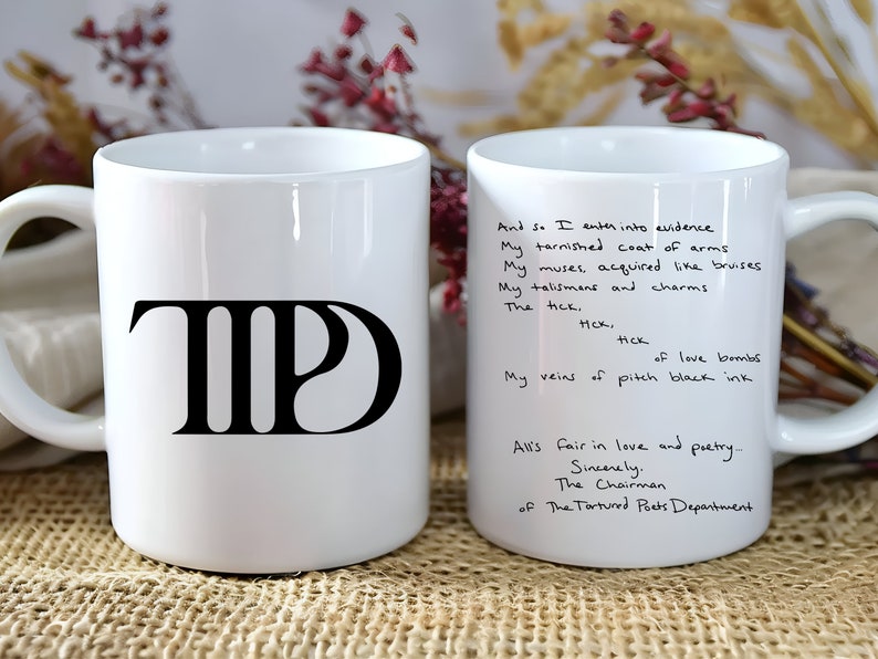 The Tortured Poets Department mug , Taylor Mug, Trendy Mug cup, Coffee lover, Tea lover, TTPD merch, Album mug image 1