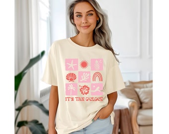 Boho Summer Shirt, Retro Beach Shirt, Comfort Colors, Cruise shirt, Hibiscus, Sea Shell, Trendy women shirt, Gift for her, Palm Tree shirt