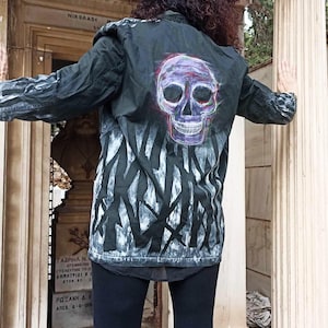 Hand painted Jacket: ABSTRACT SKULL