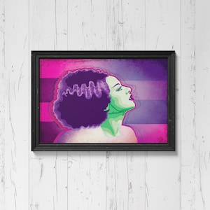 BRIDE OF FRANKENSTEIN - Elsa Lanchester | Original Art Poster, Wall Art, Movie Decor, Print, Horror Film, Movie Poster