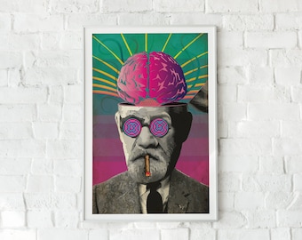 Sigmund Freud | Original Art Poster, Wall Art, Pop Art Decor, Pop Culture Print