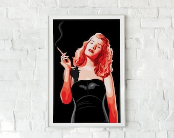 GILDA - Rita Hayworth | Original Art Poster, Wall Art, Movie Decor, Print, Film Noir, Movie Poster