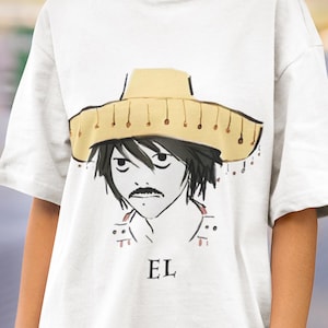 Mexican Anime Shirt, Funny Anime Tee, Sombrero Manga Character, Sketch Art T-Shirt, Bootleg Anime Mashup, Funny Manga Gift Tee