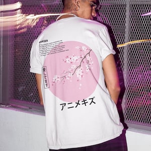 Japanese Themed Tee-Sakura Blossom Pattern T-Shirt - Japanese Cherry Blossom Tee - Elegant Spring Floral Shirt - Cultural Inspired Apparel