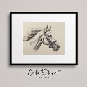 Horse Sketch Art, Printable Wall Art, Equestrian Decor, Animal Art Print, Digital Download, Home Decor, Farmhouse Art, Horse Portrait | 18
