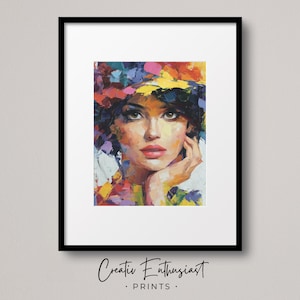 Woman Portrait Art, Printable Wall Art, Colorful Digital Download, Modern Art Print, Home Decor, Abstract Portrait, Feminine Wall Art | 12