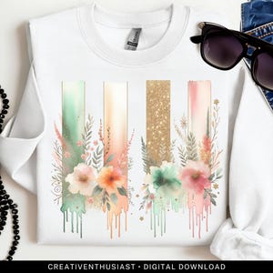 Transparent Cottagecore Brushstroke Sublimation PNG, Floral Brushstroke Digital Download, Pastel Floral Brushstroke Clipart, Floral PNG