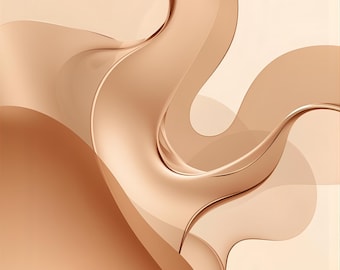 Neutral abstrakt väggkonst set om 10 | Beige flödeskonsttryck | Linjevågdekor | PNG