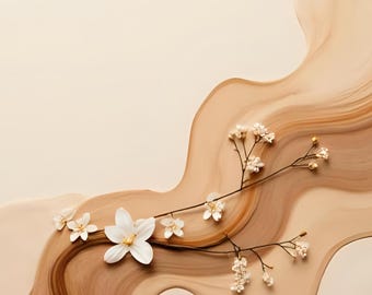 Neutral blommig telefontapet | Beige mocka abstrakt (7-pack)