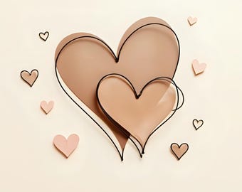 Blush Heart Clipart Set | Neutrala akvarell illustrationer (digital nedladdning)