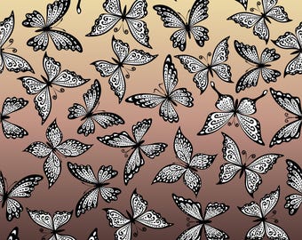 Digitalt papperspaket med fjärilsombre | Sömlösa bakgrunder | Färggradient scrapbookingpapper | Utskrivbart