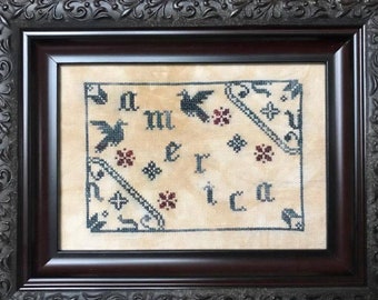 Little American Sampler Cross Stitch Pattern PDF | Patriotic America Embroidery | 250th Anniversary 1776-2026 | Primitive Sampler Instant Do