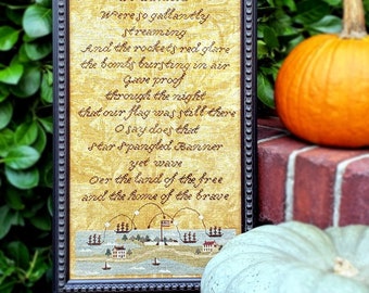 Schema punto croce Banner con stelle stellate di Willow Hill Samplings - Download digitale PDF