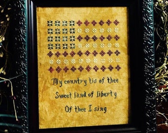 Little American Sampler Cross Stitch Pattern PDF | Patriotic America | 250th Anniversary 1776-2026 | Primitive Sampler Instant Download