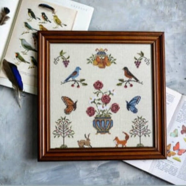 Flora Fauna - Antique Cross Stitch Pattern - PDF Digital Download