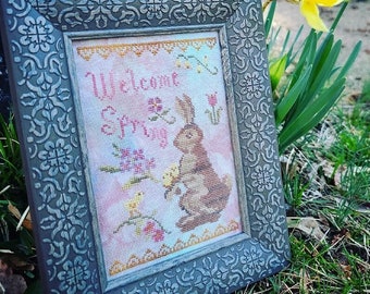 Willkommen Frühling Kreuzstich Muster - PDF Digital Download