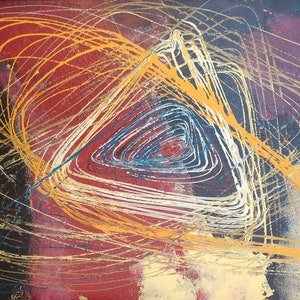 Arte abstracto original. De la serie: Soul-Release the spring, Arte de pared, 28x39, Acrílico, Cartón, Enmarcado, Firmado