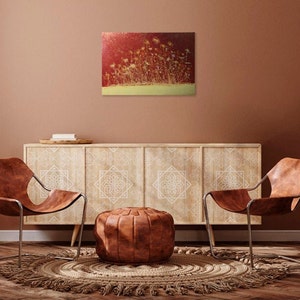 Flores en rojo 1, Arte de pared, 24x36, Acrílico, Cartulina, Enmarcado, Firmado