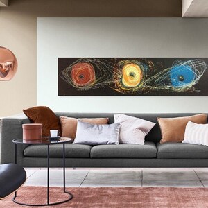 Arte abstracto original. De la serie: Soul-Release the spring, Arte de pared, 12x40, Acrílico, Cartón, Enmarcado", Firmado