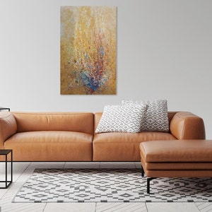Flores abstractas originales en, Arte de pared, 24x36, acrílico, cartón, Enmarcado, Firmado
