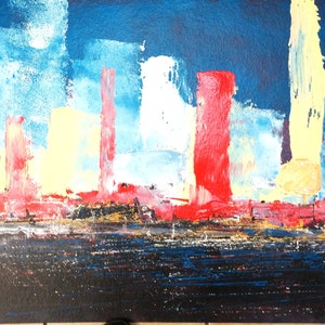 Viento abstracto original, Arte de pared, 24x36, acrílico, cartón, Enmarcado, Firmado