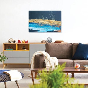 Paisaje abstracto original, Arte de pared, 29x40, acrílico, cartón, Enmarcado, Firmado