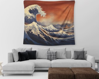 The Great Wave Variation | Japanese Tapestry | Wall Hanging Art For Bedroom Dorm | Great Gift | Nature and Aesthetic Wall Art