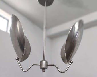 Brushed Brass Pendant Light Mid Century Modern 2-Light Ceiling Pendant