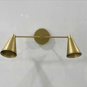 Contemporary 2 Holder Brushed Brass Wall Sconce Lamp ,Wall Vanity Lamp ,Mid Century Wall Light Fixture Wall fixture Lamp Italian Lamp